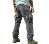 Pantalones cargo para hombre, de algodón puro, con múltiples bolsillos, pantalones de trabajo americanos para entrenamiento, pantalones deportivos para hombre, gris, M