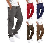 Pantalones cargo para hombre, elásticos, con múltiples bolsillos, para senderismo, combate, transpirables, para caminar, tácticos, fáciles de cuidar, ropa de trabajo, café, M