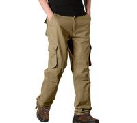 Pantalones cargo para hombre, holgados, duraderos, mezcla de poliéster y algodón, pantalones de trabajo duraderos con 6 bolsillos, amarillo, 52
