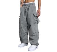 Pantalones cargo para hombre holgados - Pantalones anchos para hombre Hip Hop Y2K Pantalones de chándal de gran tamaño vintage de pierna ancha Pantalones de chándal Pantalones de paracaídas Pantalones