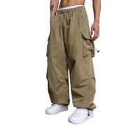 Pantalones cargo para hombre holgados - Pantalones anchos para hombre Hip Hop Y2K Pantalones de chándal de gran tamaño vintage de pierna ancha Pantalones de chándal Pantalones de paracaídas Pantalones