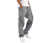Pantalones cargo para hombre, holgados, pantalones de tiempo libre, talla 3XL, pantalones de hombre, corte holgado, pantalones cargo con varios bolsillos, pantalones cargo de un solo color, pantalones