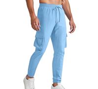 Pantalones cargo para hombre, largos, informales, de un solo color, elásticos, muchos bolsillos, con cordón, elásticos, modernos, ajustados, chinos, pantalones cargo para el tiempo libre, con