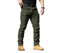 Pantalones cargo para hombre, ligeros, para exteriores, holgados, impermeables, tácticos, de un solo color, con múltiples bolsillos, rectos, suaves, ligeros, O Ejército Verde, L
