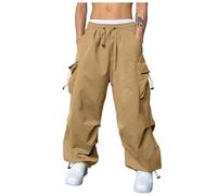 Pantalones cargo para hombre, pantalones holgados de Parachute, corte holgado, hip hop, pantalones de chándal, 01 caqui., M