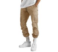 Pantalones cargo para hombre, pantalones tácticos holgados, multibolsillos, pantalones casuales, negros, cintura elástica con cordón, pantalones chinos, pierna ancha, pantalones lisos, informales