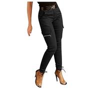 Pantalones cargo para mujer, ajustados, pantalones de trabajo con cintura alta, pantalones de lápiz de cintura alta, pantalones chinos, ropa de calle, cintura elástica, pantalones con bolsillo,