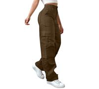 Pantalones cargo para mujer, cintura alta, elásticos, lisos, elásticos, pantalones de combate para mujer, holgados, pierna ancha, cintura alta, pantalones casuales para senderismo, trotar con