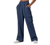 Pantalones cargo para mujer, cintura alta, holgados, pantalones de chándal cálidos y elásticos, pierna ancha, pantalones de entrenamiento, monocolor, ligeros y elásticos, pantalones deportivos para