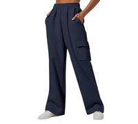 Pantalones cargo para mujer, cintura alta, holgados, pantalones de chándal cálidos y elásticos, pierna ancha, pantalones de entrenamiento, monocolor, ligeros y elásticos, pantalones deportivos para