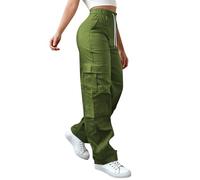 Pantalones cargo para mujer, de cintura alta, para senderismo, caminar, combate, elásticos, holgados, con cordón, pantalones cargo para mujer, pantalones de chándal rectos de pierna ancha, pantalones