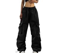 Pantalones cargo para mujer, ligeros, informales, elásticos, cintura alta, pantalones de ocio, con bolsillos, cordón, holgados, pantalones de negocios, elásticos, pantalones harén, pantalones de