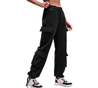 Pantalones cargo para mujer, pantalones cargo con varios bolsillos, estilo vintage Y2K, cintura alta, pantalones de joggy, pantalones de joggy, hip hop, pantalones de ocio, pierna recta, cómodos