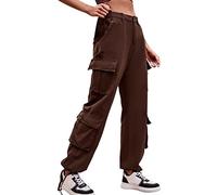 Pantalones cargo para mujer, pantalones cargo con varios bolsillos, estilo vintage Y2K, cintura alta, pantalones de joggy, pantalones de joggy, hip hop, pantalones de ocio, pierna recta, cómodos