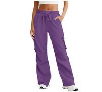 Pantalones cargo para mujer, pantalones casuales de cintura alta, estilo utilitario, ajuste holgado, detalle de bolsillo, diseño relajado, cómodo, para caminar, calle, viajes, uso al aire libre