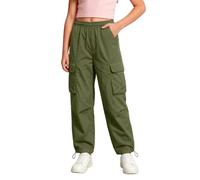 Pantalones Cargo para niñas, Pantalones Casuales y versátiles para Jugar, Aventuras al Aire Libre y Uso Diario. Cintura elástica y cómoda. (GN2, 9-10 Years)