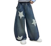 Pantalones Cargo Plisados para niñas Ropa cómoda para Uso Diario Corte de Pierna Ancha Hip Hop Pantalones de Vestir Estrella Retro Cintura elástica Y2K