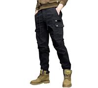 Pantalones cargo vintage para hombre, pantalones tácticos para hombre, prácticos pantalones de entrenamiento con cordón y múltiples bolsillos, pantalones deportivos ajustados, pantalones de correr
