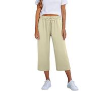 Pantalones Casuales Capri con Cintura elástica y Bolsillos Corte Holgado para Mujer Activa Que Busca Comodidad y Estilo en climas cálidos