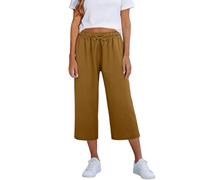 Pantalones Casuales Capri con Cintura elástica y Bolsillos Corte Holgado para Mujer Activa Que Busca Comodidad y Estilo en climas cálidos
