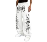 Pantalones Casuales con Estampado gótico para un Estilo Urbano cómodo y Joggers con un diseño único. (White, XXXL)