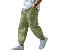 Pantalones casuales de lino con pata de elefante Harem Pump estilo vintage japonés kimono de noche transpirable clásico de cintura alta de moda para el ocio Streetwear Deportivos, Verde, XXL