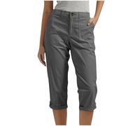 Pantalones Casuales Mujer Vestido Plisado Verano Bloques Color Manga Corta Corte A Cuello Muescas Detalle Botones Cómodo Vuelo Ideal Vacaciones Uso Diario (Dark Gray, S)