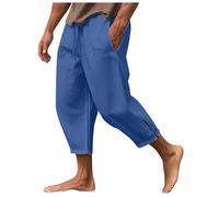 Pantalones casuales para hombre 2026 Pantalones de verano para hombre de un solo color con abertura en la pierna, cómodos, transpirables, informales, diarios, vacaciones, pantalones deportivos para