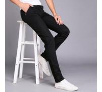 Pantalones casuales para hombre en un estilo clásico de ajuste delgado, gran elección diaria (38 negro)