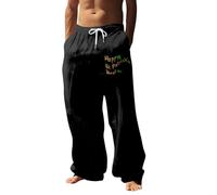 Pantalones casuales para hombre Moda Casual Impresión 3D Saint Patricks Day Pantalones cómodos transpirables Pantalones de salón modernos, Negro , M