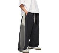 Pantalones casuales para hombre, pantalones deportivos de pierna ancha, estilo paracaídas, holgados, de gran tamaño, para uso diario, pantalones de calle, 01#_negro, XL