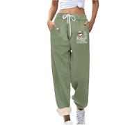 Pantalones casuales para mujer, de cintura alta, con forro polar, térmicos, cálidos, elásticos, suaves, cómodos, para invierno, para descansar, trabajo, talla grande, verde, XL