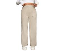 Pantalones casuales para mujer, pierna recta suelta, ropa cómoda para uso diario, pantalones lisos para todas las estaciones, lavable a máquina, beige, XS