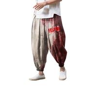 Pantalones Chandal Hombres Cintura Elástica con Bolsillo Men's Fashion Halloween Pantalón Vintage Anchos Cómodos Pantalones Running Descanso Calle 12 XL