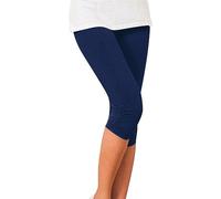 Pantalones chándal mujer verano deportivos cortos Pinocchietto Leggings Gimnasio 3/4 Capri Push Up rodilla Yoga Senderismo Pantalones elásticos Pantalones Control de la Vientre Deportivo Deporte, azul
