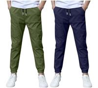 Pantalones Chandal Niño,2 Piezas Algodón y Lino Pantalones Deportivos de Cintura Elástica con Cordón Sueltos Rectos Jogging Pants Ligero Respirable Pantalon Casuales Ropa Niño Rebajas 3-13 Años