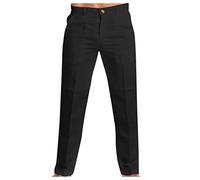 Pantalones chinos de vestir casuales para hombre, con frente plano, pantalones de pintura delgados, color sólido, algodón y lino, pantalones chinos de verano, ligeros, plisados, pantalones de golf