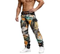 Pantalones chinos para hombre, geométricos, estampados, pantalones cargo de corte regular, pantalones de entrenamiento, hip-hop, pantalones transpirables, vintage, largos, cómodos, cargo, informales