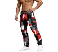 Pantalones chinos para hombre, geométricos, estampados, pantalones cargo de corte regular, pantalones de entrenamiento, hip-hop, pantalones transpirables, vintage, largos, cómodos, cargo, informales