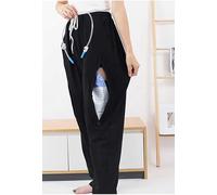Pantalones con bolsa de orina, pantalones para incontinencia convenientes para personas con incontinencia o ancianos, pantalones para pacientes, ropa para el cuidado del paciente,Azul,L