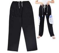 Pantalones con catéter para hombres y mujeres, soporte cálido para bolsa de pierna con catéter con bolsillos con cremallera, con capacidad para bolsas de 2000 ml para nefrostomía, cistostomía L, deco