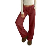 Pantalones con Goma En La Cintura Mujer Anchos Elegantes Lados 80 Monos Chino Marca Parches Pinzas Media Talle Chalis Marrones Coreana Tendencia Chocolate Carne Caderas Vinipiel