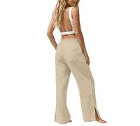 Pantalones con Goma En La Cintura para Mujer Pantalones En Piel Desmontable Dos Otoño Color Cuadriculados Abertura Cuadriculado Arriba Efecto Corta Costuras Abeja Encerados Baile Ultima Rosadas 29