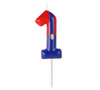 Pantalones con Tirantes Velas Números Cumpleaños, Velas para Tarta Rojas y Azules Velas con Dibujos Animados para Adorno Tarta Decoraciones Tartas para Niños Fiestas Cumpleaños (Número 1)