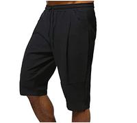 Pantalones Corto Hombre Algodón Lino Verano Casual Suelto Pantalones Corto Color sólido Moda Jogging Deportivos Short Playa Transpirable Ligero Anchos Vacaciones Talla Grande 2025