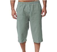 Pantalones Corto Hombre,Algodón y Lino Verano Moda Suelto Casual Pantalon Capri Color Sólido Jogging Pants Deportivos Short Playa Transpirable Ligero Rectos Vacaciones Bermudas 2025