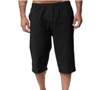 Pantalones Corto Hombre,Algodón y Lino Verano Moda Suelto Casual Pantalon Capri Color Sólido Jogging Pants Deportivos Short Playa Transpirable Ligero Rectos Vacaciones Bermudas 2025