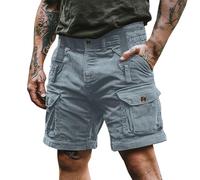 Pantalones Corto Hombre Ligero Bermuda Shorts De Trabajo De Verano con Cordones Gran Tamaño Pantalones de Pana Sueltos para El Tiempo Libre