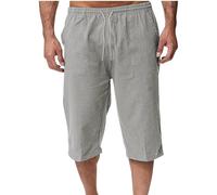 Pantalones Corto Hombre Rebajas,Algodón y Lino Verano Moda Suelto Casual Pantalon Capri Color Sólido Jogging Pants Deportivos Short Playa Transpirable Ligero Rectos Vacaciones Bermudas 2025