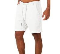 Pantalones Cortos Algodón y Lino Verano Talla Grande Deportes Pantalones Corto Loose Transpirable Y Absorbente Color Liso Pantalones Cortos De Playa con Cordones Outdoor Deporte De Dormir Bermudas